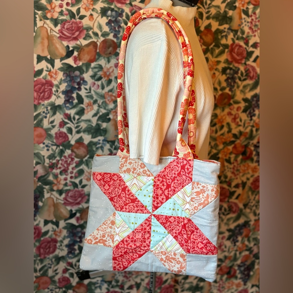 Quilted, Star Canvas, Tote Bag